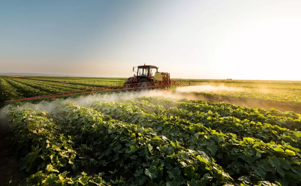 Tracteur dans une exploitation agricole